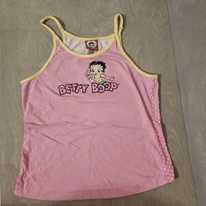 Betty Boop Tank Top L/G Pink Polka Dot‎ Y2K Sleeveless Cami